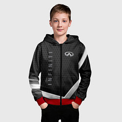 Толстовка на молнии детская Infiniti абстракция карбон, цвет: 3D-красный — фото 2