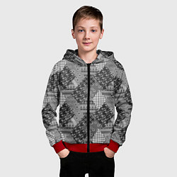 Толстовка на молнии детская Black and White Ethnic Patchwork Pattern, цвет: 3D-красный — фото 2