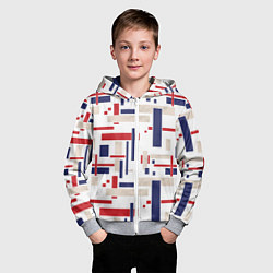 Толстовка на молнии детская Геометрический узор Орион красно-синий на белом, цвет: 3D-меланж — фото 2