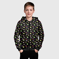 Толстовка на молнии детская 90s pattern on black, цвет: 3D-черный — фото 2