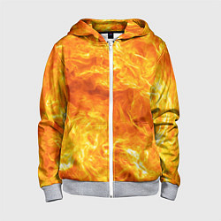Толстовка на молнии детская Бушующий огонь, цвет: 3D-меланж