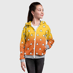 Толстовка на молнии детская Оранжевое кимоно с треугольниками - Зеницу клинок, цвет: 3D-меланж — фото 2