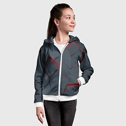 Толстовка на молнии детская Геометрический узор треснутого асфальта, цвет: 3D-белый — фото 2