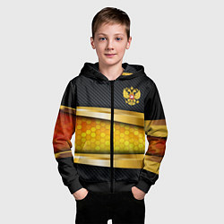Толстовка на молнии детская Black & gold - герб России, цвет: 3D-черный — фото 2