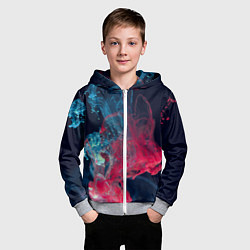 Толстовка на молнии детская Полёт красок во тьме, цвет: 3D-меланж — фото 2