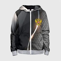 Толстовка на молнии детская Герб РФ киберпанк, цвет: 3D-меланж