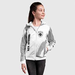 Толстовка на молнии детская AEK Athens sport на светлом фоне: надпись, символ, цвет: 3D-белый — фото 2