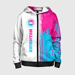 Толстовка на молнии детская Brighton neon gradient style: по-вертикали, цвет: 3D-черный