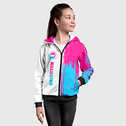 Толстовка на молнии детская Brighton neon gradient style: по-вертикали, цвет: 3D-черный — фото 2