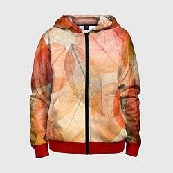 Толстовка на молнии детская Осенние прозрачные листья, цвет: 3D-красный