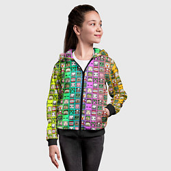 Толстовка на молнии детская Minecraft characters neon, цвет: 3D-черный — фото 2