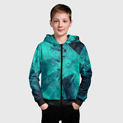Толстовка на молнии детская Текстура малахита, цвет: 3D-черный — фото 2