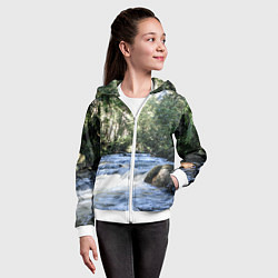 Толстовка на молнии детская Течёт река в лесу, цвет: 3D-белый — фото 2