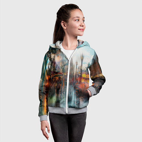 Детская толстовка на молнии В Питере дождь / 3D-Меланж – фото 4