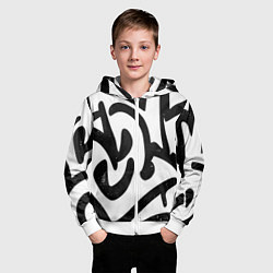 Толстовка на молнии детская Хаотичные узоры в стиле граффити, цвет: 3D-белый — фото 2