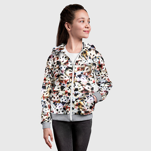 Детская толстовка на молнии Опоссумы / 3D-Меланж – фото 4