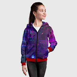 Толстовка на молнии детская Матричная вселенная неон, цвет: 3D-красный — фото 2