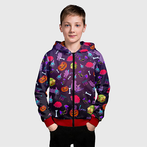 Детская толстовка на молнии Это Хэллоуин / 3D-Красный – фото 3
