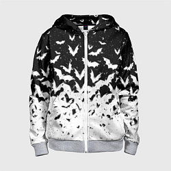 Толстовка на молнии детская Black and white bat pattern, цвет: 3D-меланж