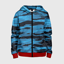 Толстовка на молнии детская Волны Камуфляж, цвет: 3D-красный