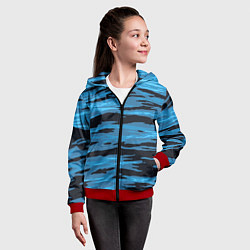Толстовка на молнии детская Волны Камуфляж, цвет: 3D-красный — фото 2
