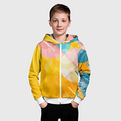 Толстовка на молнии детская Геометрическая абстракция в солнечных тонах, цвет: 3D-белый — фото 2
