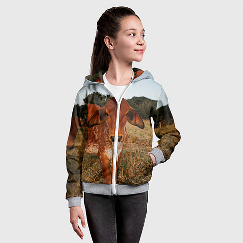 Детская толстовка на молнии Коровка на поле / 3D-Меланж – фото 4