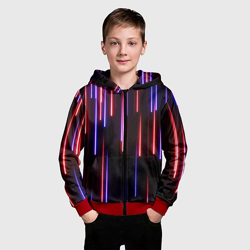 Детская толстовка на молнии Метеоритный дождь / 3D-Красный – фото 3