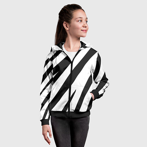 Детская толстовка на молнии Камуфляж зебры / 3D-Черный – фото 4