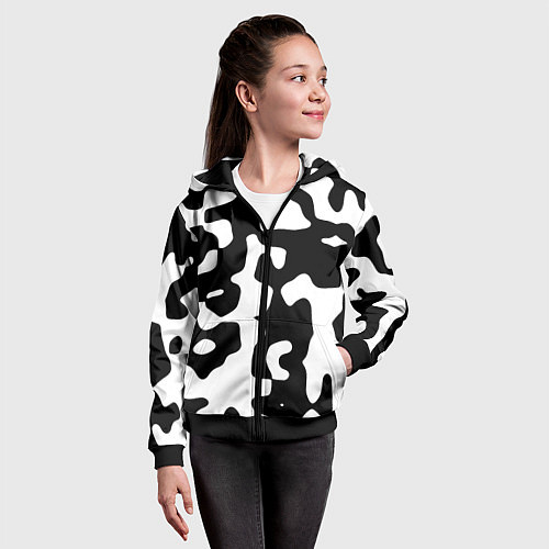 Детская толстовка на молнии Камуфляж Cowskin крупный / 3D-Черный – фото 4
