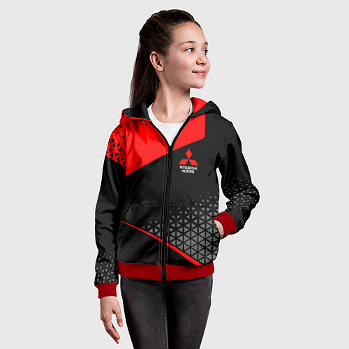 Детская толстовка на молнии Mitsubishi - Sportwear / 3D-Красный – фото 4