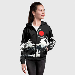 Толстовка на молнии детская Волны и рыбки, цвет: 3D-черный — фото 2