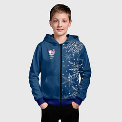 Толстовка на молнии детская Новогодние снеговики, цвет: 3D-синий — фото 2