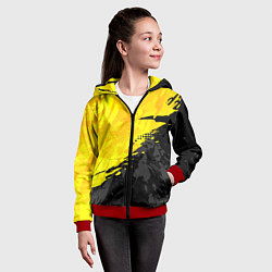 Толстовка на молнии детская Black and yellow, цвет: 3D-красный — фото 2