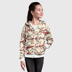 Толстовка на молнии детская Sakura flowers, цвет: 3D-белый — фото 2