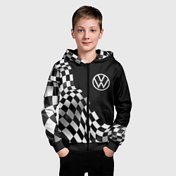 Толстовка на молнии детская Volkswagen racing flag, цвет: 3D-черный — фото 2