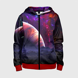 Толстовка на молнии детская Бесконечное космическое пространство - Планета, цвет: 3D-красный