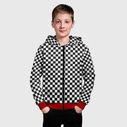 Толстовка на молнии детская Шахматное пано, цвет: 3D-красный — фото 2