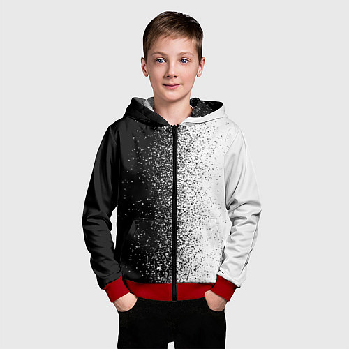 Детская толстовка на молнии Брызги красок - Черно-белый / 3D-Красный – фото 3