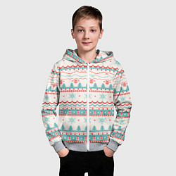 Толстовка на молнии детская Новогодний свитер, но без оленей, цвет: 3D-меланж — фото 2