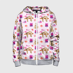 Детская толстовка на молнии Сонный ленивец с подушками