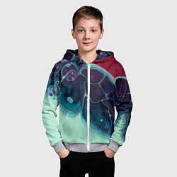 Толстовка на молнии детская Вода и краски - синие и красные, цвет: 3D-меланж — фото 2
