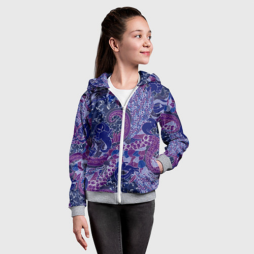 Детская толстовка на молнии Морской кролик / 3D-Меланж – фото 4