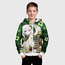 Толстовка на молнии детская Нахида: Дендро Архонт, цвет: 3D-белый — фото 2
