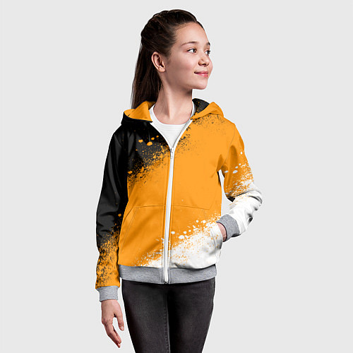 Детская толстовка на молнии Имперский флаг - триколор / 3D-Меланж – фото 4