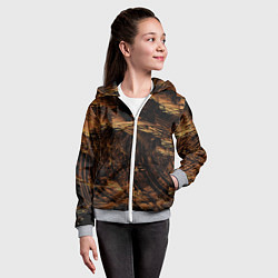 Толстовка на молнии детская Абстрактные лиственные краски, цвет: 3D-меланж — фото 2
