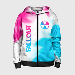 Детская толстовка на молнии Fallout neon gradient style: надпись, символ