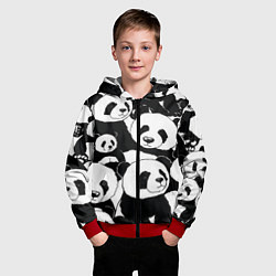 Толстовка на молнии детская С пандами паттерн, цвет: 3D-красный — фото 2