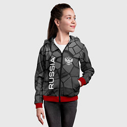 Толстовка на молнии детская Черная броня Россия, цвет: 3D-красный — фото 2