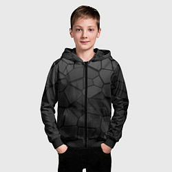 Толстовка на молнии детская Черные стальные плиты, цвет: 3D-черный — фото 2